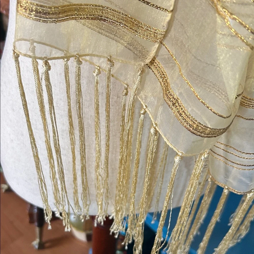 Vintage Gold Metallic Sheer Wrap Scarf